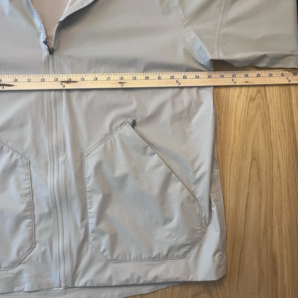 Merrall Mens XL Windbreaker Light Gray Pockets Hidden Hood Outdoor Jacket